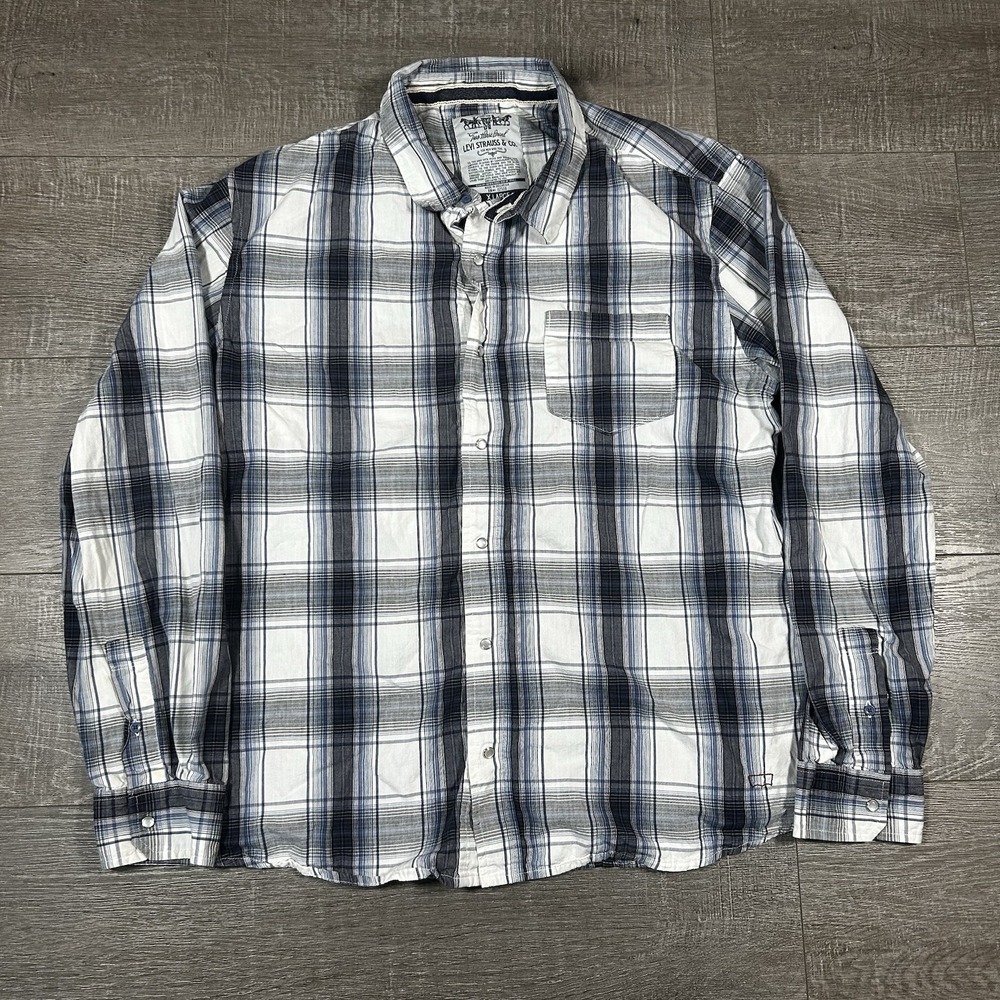 Levi Strauss Men's XL Plaid Snap Button Shirt Two‎ Horse Brand Long Sleeve